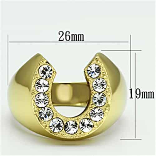 Stainless Steel Gold IP CZ Horseshoe Channel Mens Ring view 3