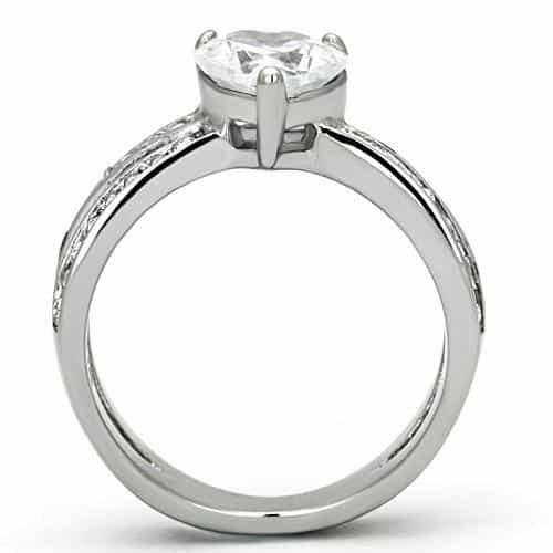 Stainless Steel Silver CZ Round Clear Pave Split Band Ring view 5
