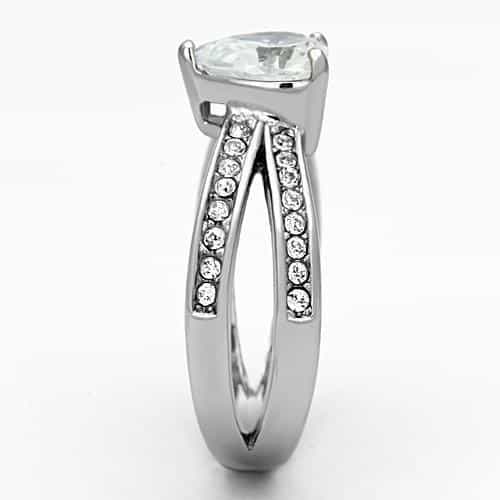 Stainless Steel Silver CZ Round Clear Pave Split Band Ring view 7