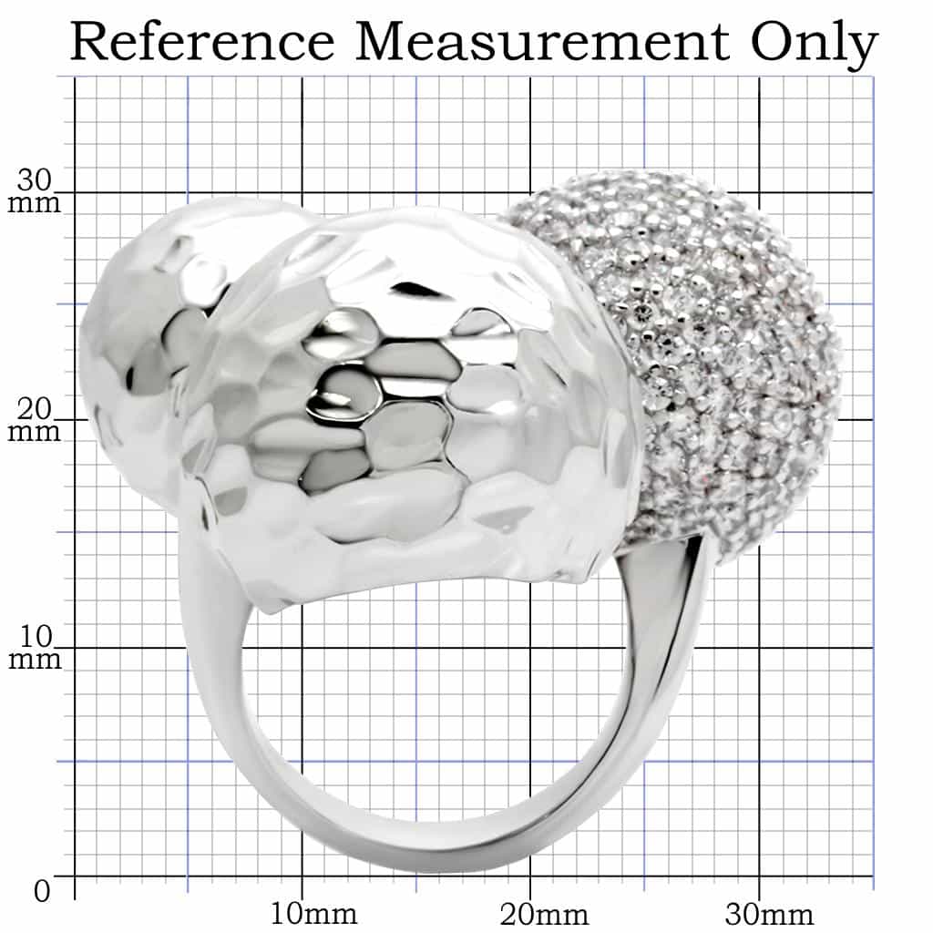 Brass CZ Pavé Ball Hammered Ring view 3