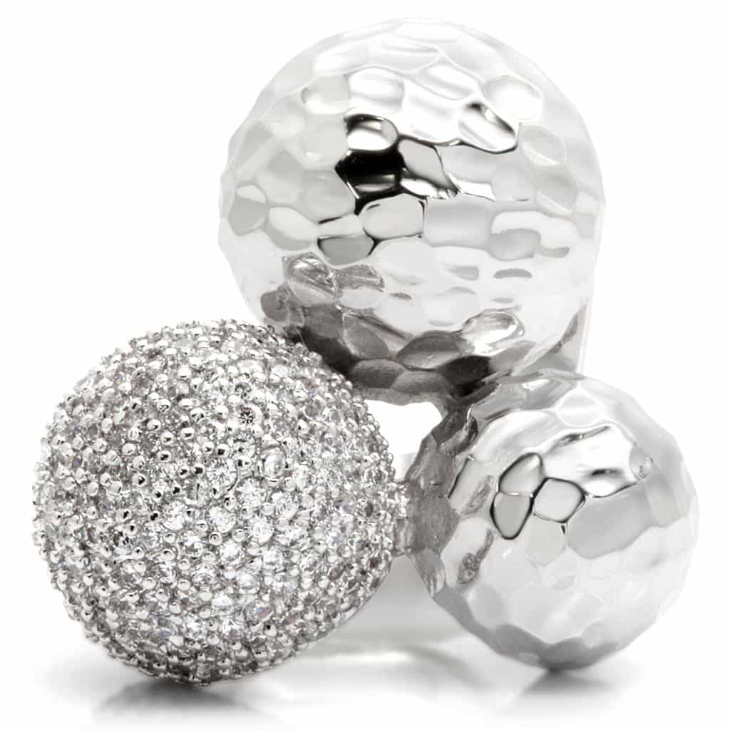 Brass CZ Pavé Ball Hammered Ring view 5