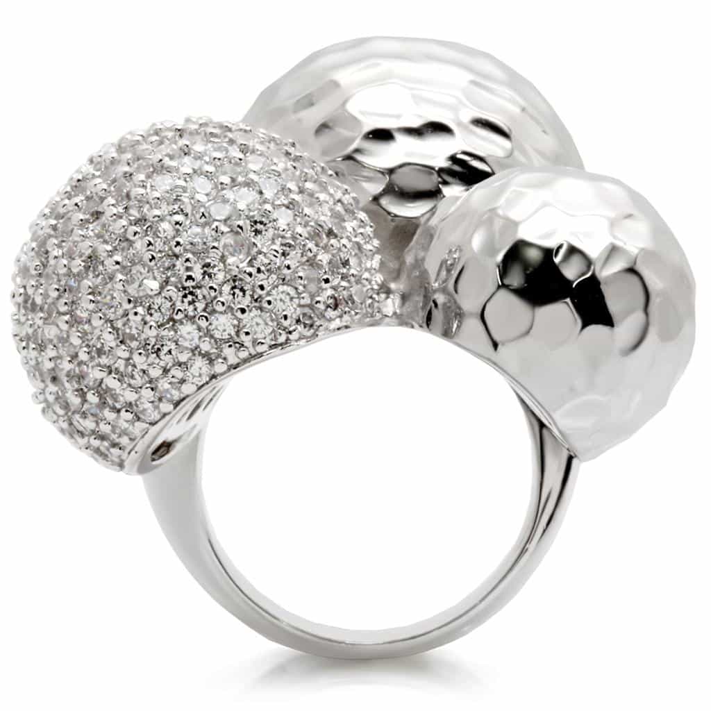 Brass CZ Pavé Ball Hammered Ring view 9