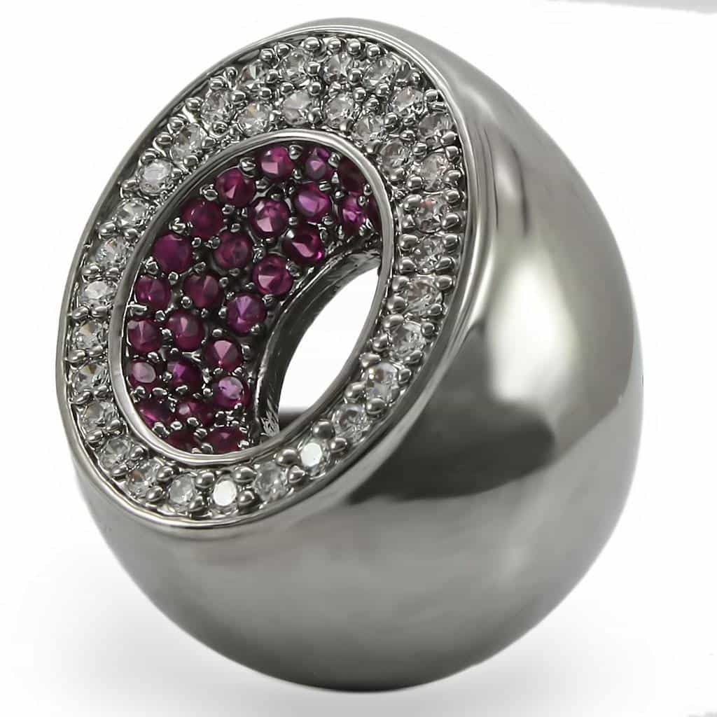 Brass Pink CZ Oval Dome Ring view 5