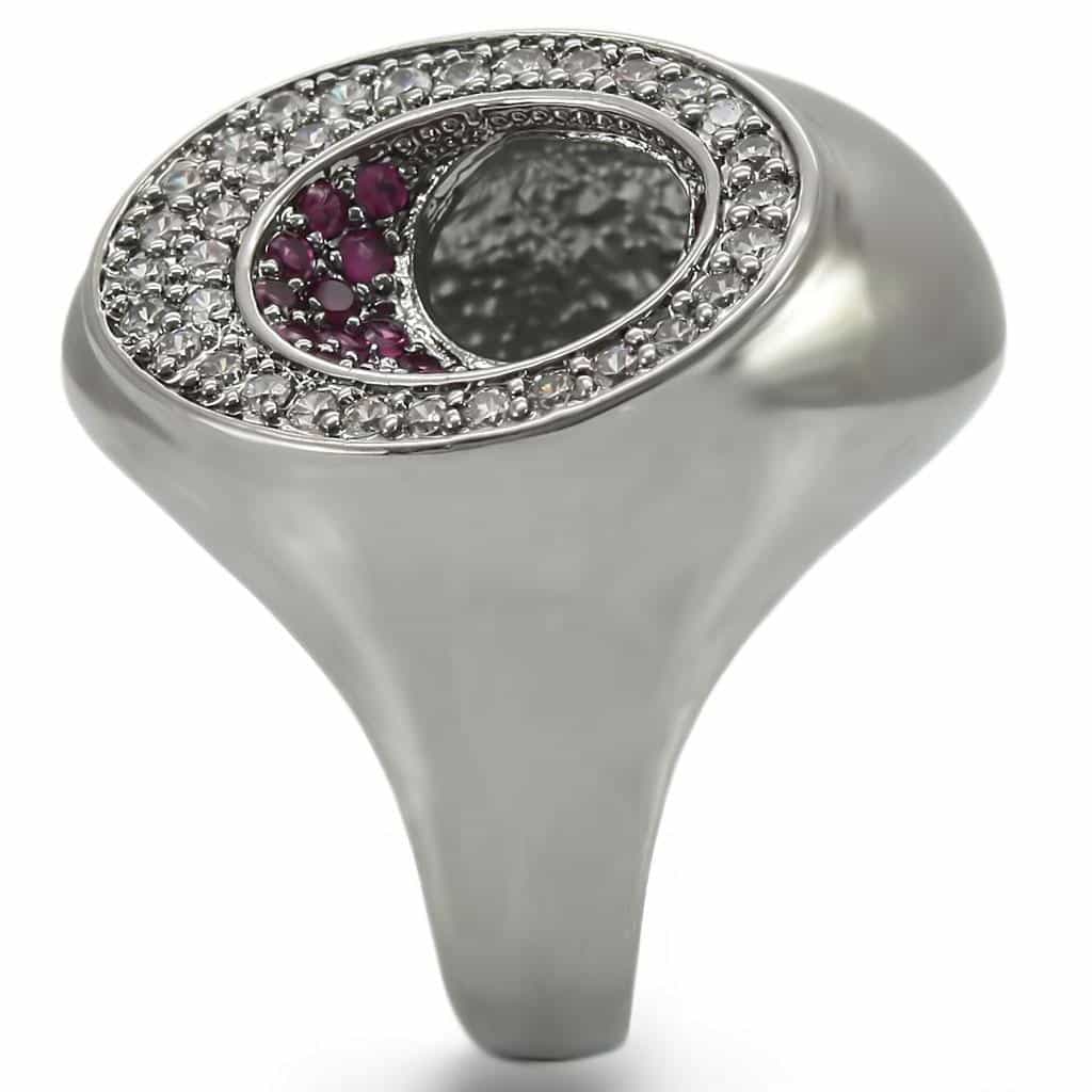 Brass Pink CZ Oval Dome Ring view 11