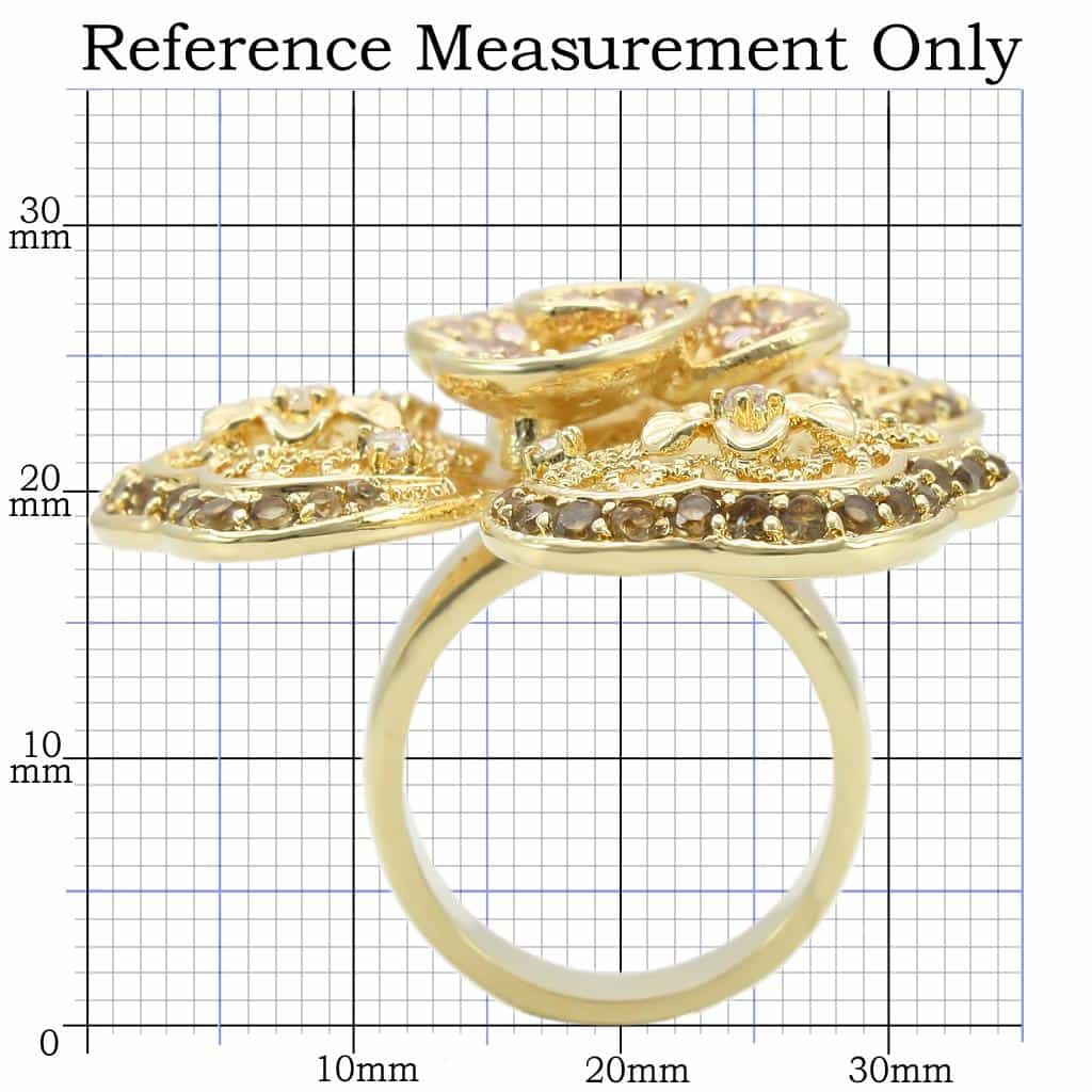 Brass Gold CZ Filigree Flower Ring view 3