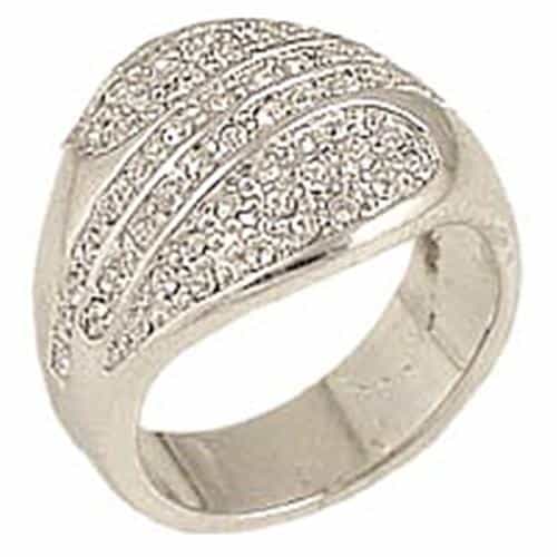 Brass CZ Pave Shell Dome Ring view 1