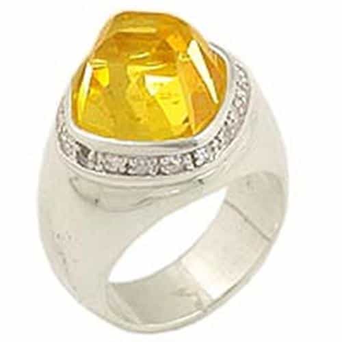Sterling Silver Yellow CZ Cushion Ring view 1