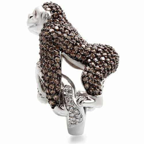 Brass Crystal Monkey Ring view 11