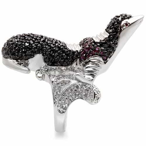 Brass Black Crystal Pave Seal Cocktail Ring view 11
