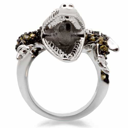 Brass Black White CZ Crocodile Wrap Ring view 7