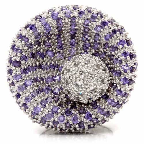 Brass Amethyst CZ Swirl Dome Ring view 5