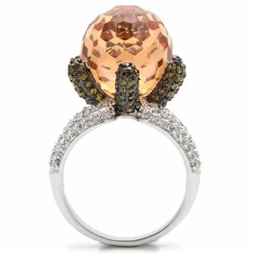 Brass Champagne Globe CZ Leaf Ring view 7