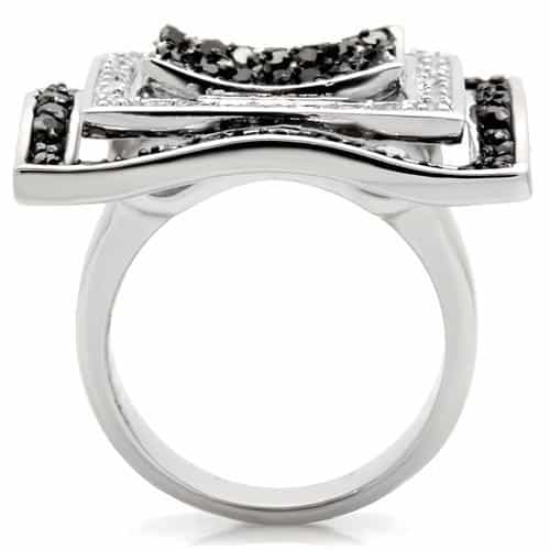 Brass Black CZ Square Ring view 7