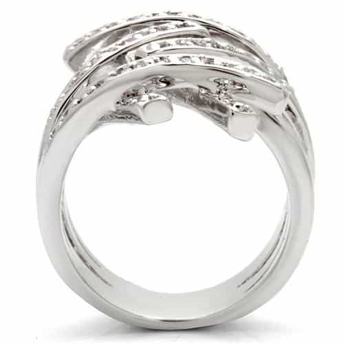 Brass CZ Multi-Band Crossover Ring view 7