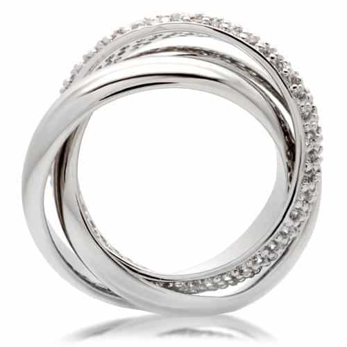 Brass CZ Pavé Interlocking Loop Ring view 7