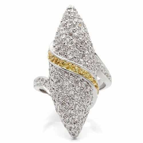 Brass CZ Pavé Marquise Bypass Ring view 5