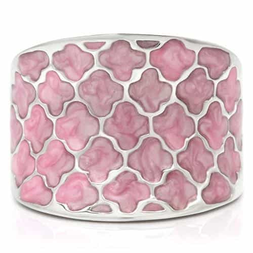 Brass Pink Enamel Scale Wide Band Ring view 5
