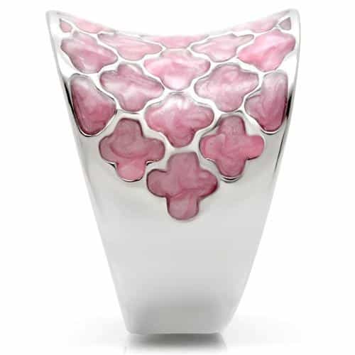Brass Pink Enamel Scale Wide Band Ring view 9