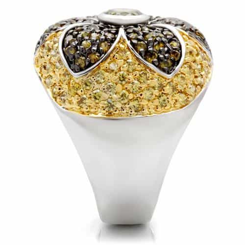 Brass Olive CZ Flower Cocktail Ring view 9