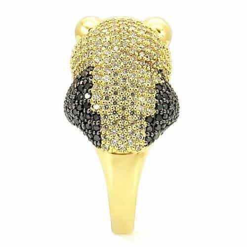 Brass Crystal Panda Ring view 11