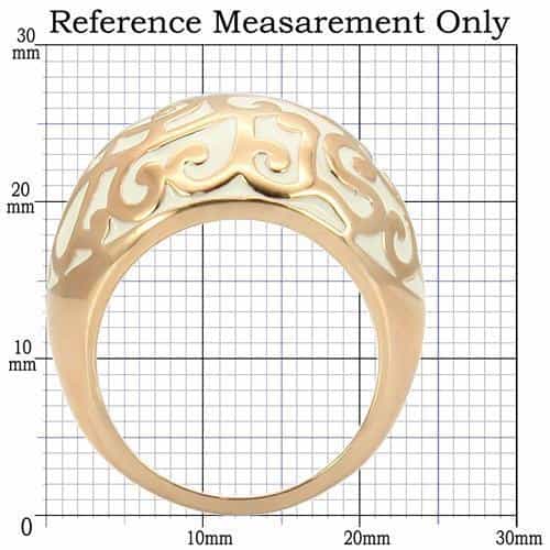 Brass Rose Gold White Enamel Filigree Dome Ring view 3