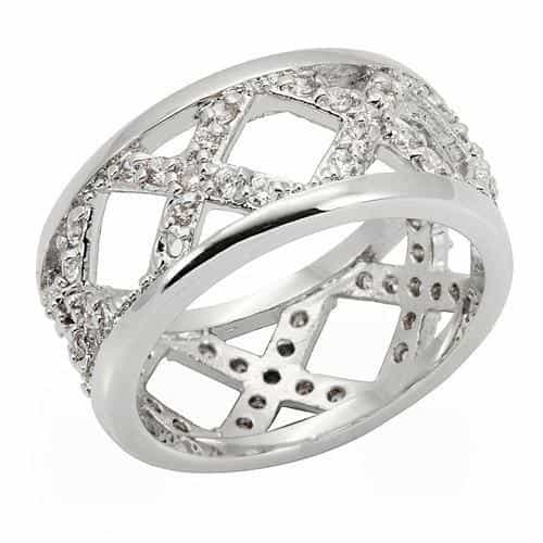 Brass CZ Lattice Openwork Band Ring view 1