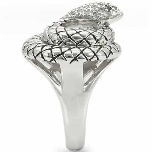 Brass Crystal Coiled Snake Ring view 13