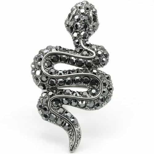 Brass Black Crystal Snake Ring view 5