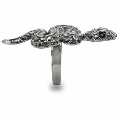 Brass Black Crystal Snake Ring view 13