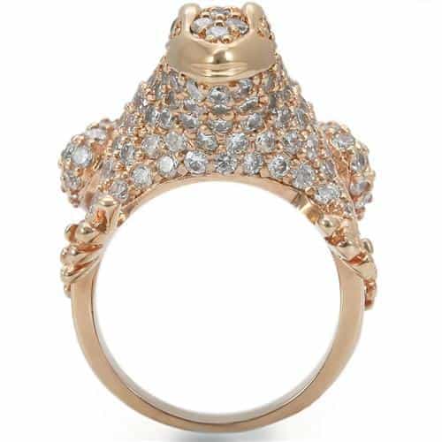 Brass Rose Gold Crystal Frog Ring view 7