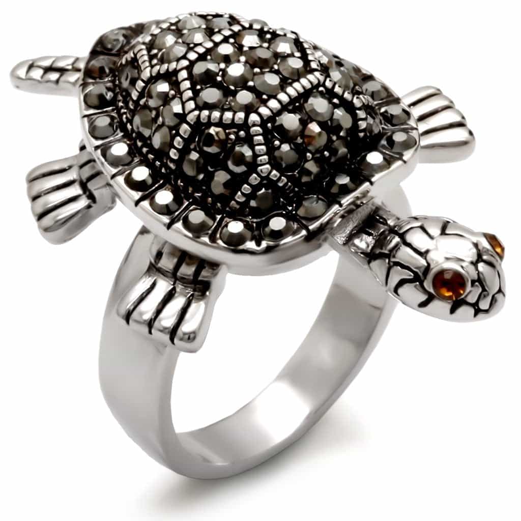 Brass Marcasite Crystal Turtle Ring view 1