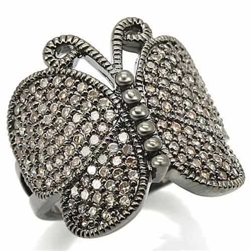 Brass Crystal Butterfly Ring view 1