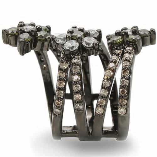 Brass CZ Flower Stack Ring view 9
