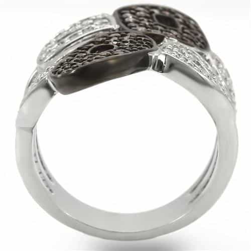 Brass Brown White CZ Geometric Modern Ring view 7