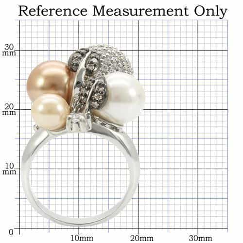 Brass Pearl CZ Globe Cluster Ring view 3
