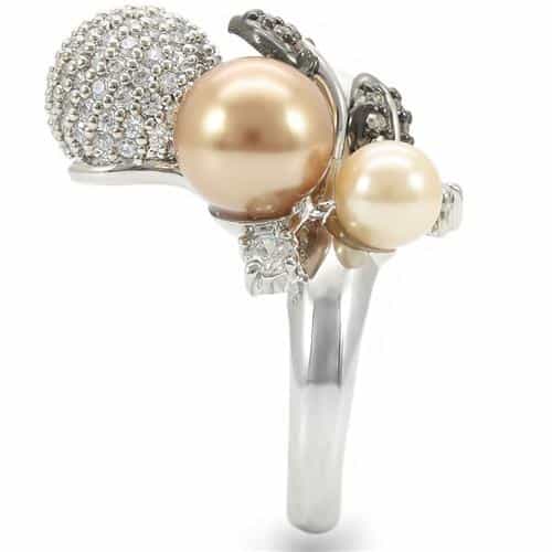Brass Pearl CZ Globe Cluster Ring view 11