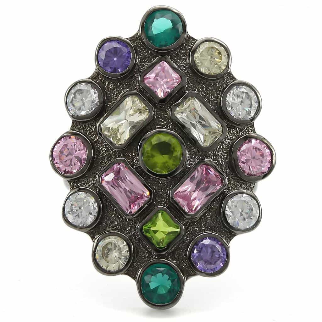 Brass Multi-Color CZ Mosaic Ring view 5