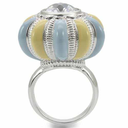 Brass Pastel Enamel CZ Flower Ring view 7