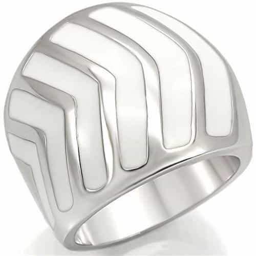 Brass Silver Chevron Dome Ring view 1