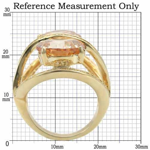 Brass Champagne CZ Heart Bypass Ring view 3