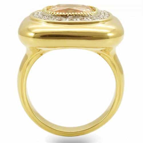 Brass Champagne CZ Cushion Halo Ring view 7