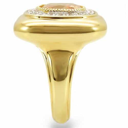 Brass Champagne CZ Cushion Halo Ring view 9