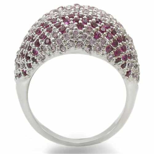 Brass Pink White CZ Pavé Dome Ring view 7