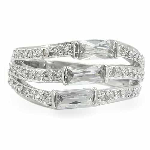 Brass CZ Baguette Multi-Row Band Ring view 5