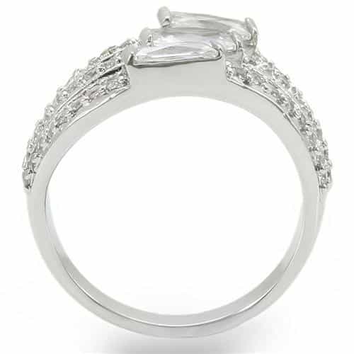 Brass CZ Baguette Multi-Row Band Ring view 7