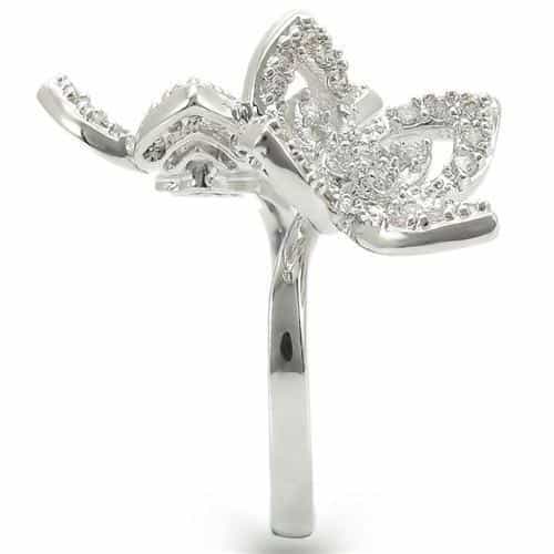 Brass CZ Pave Double Flower Openwork Ring view 9