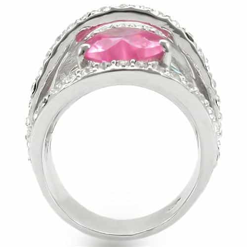 Brass Multi-Color CZ Triple Stone Wide Band Ring view 9