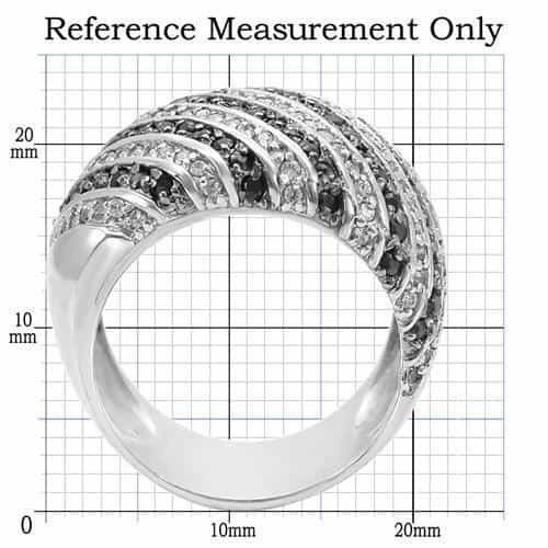 Brass Black White CZ Stripe Dome Ring view 3