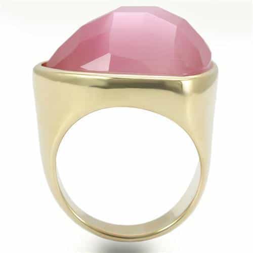 Brass Pink Cat Eye Faceted Dome Ring view 9