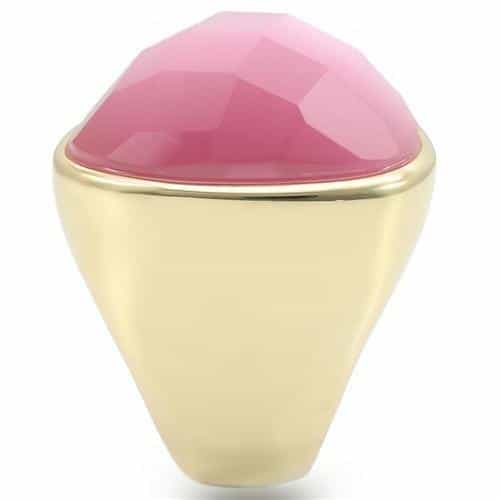 Brass Pink Cat Eye Faceted Dome Ring view 11